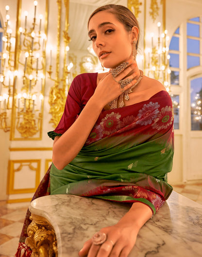 Dark Green Silk Woven Banarasi Saree