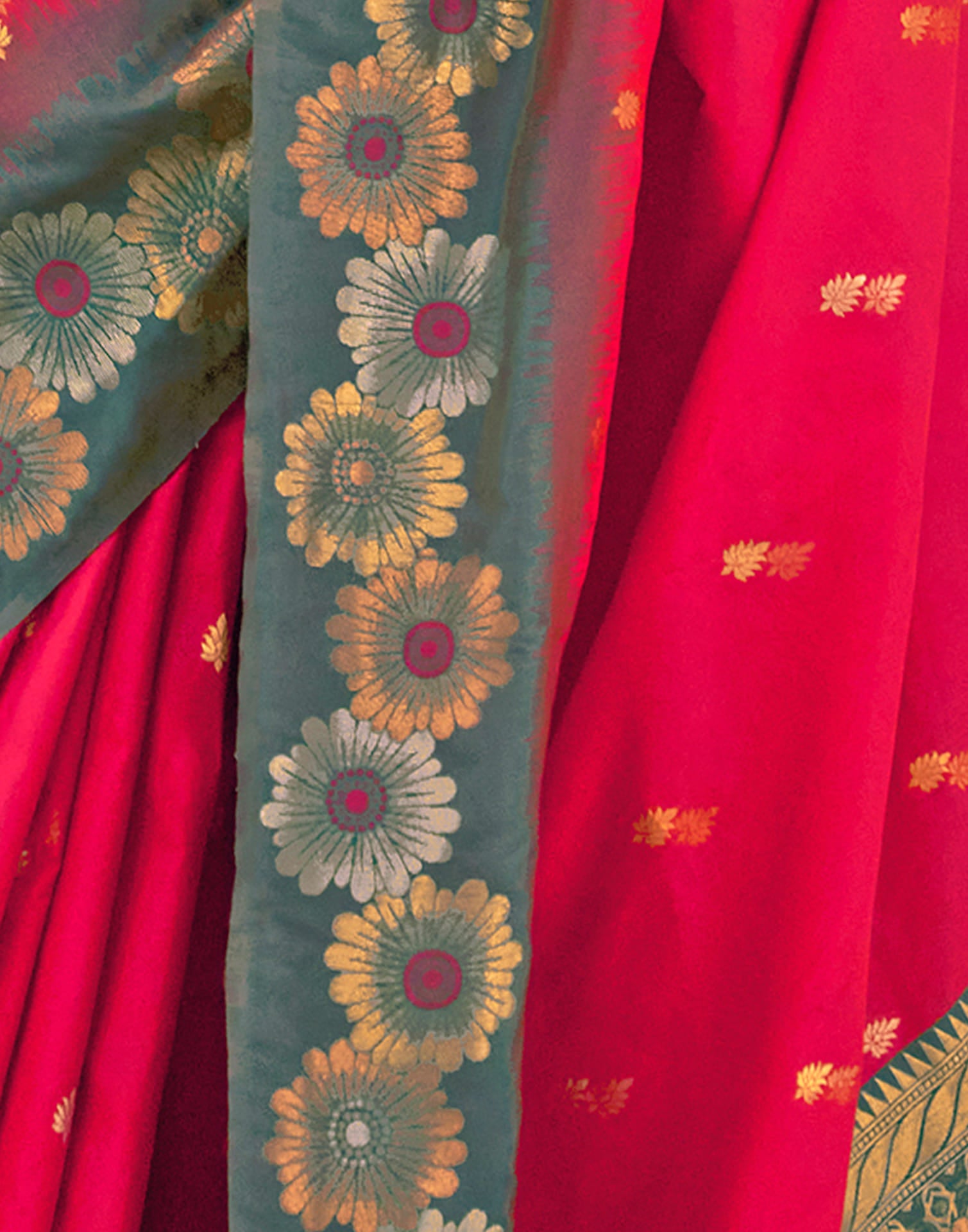 Dark Pink Silk Woven Banarasi Saree