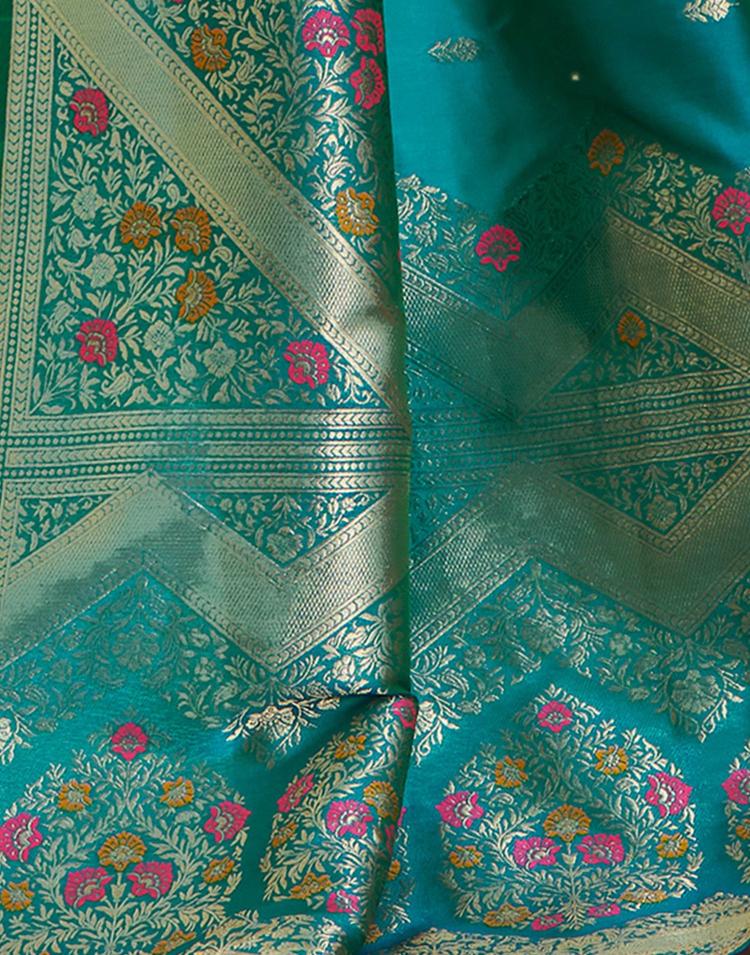 Peacock Blue Silk Woven Banarasi Saree