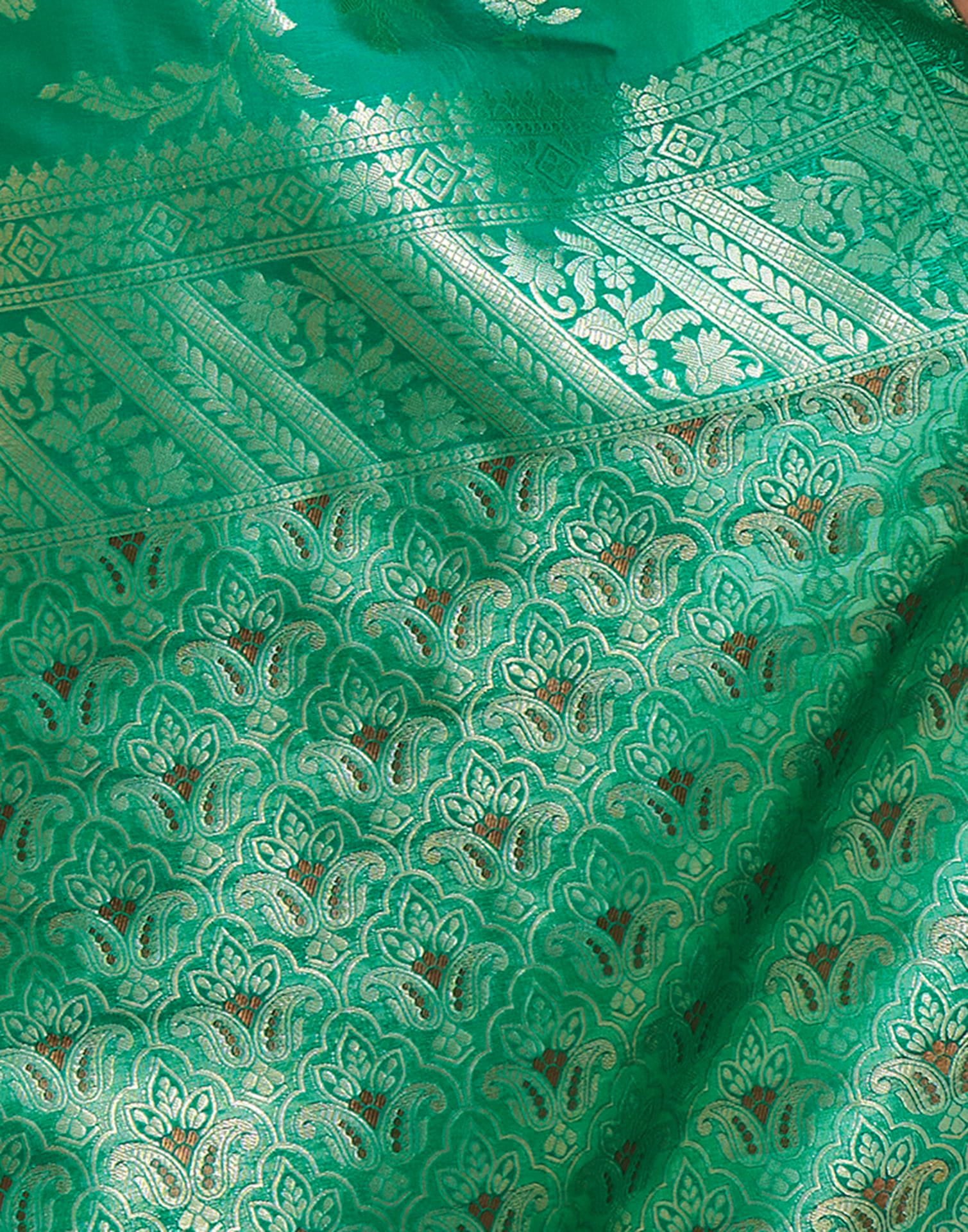 Teal Green Silk Woven Banarasi Saree