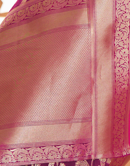 Dark Magenta Silk Woven Banarasi Saree