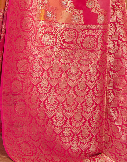 Bright Pink Silk Woven Banarasi Saree