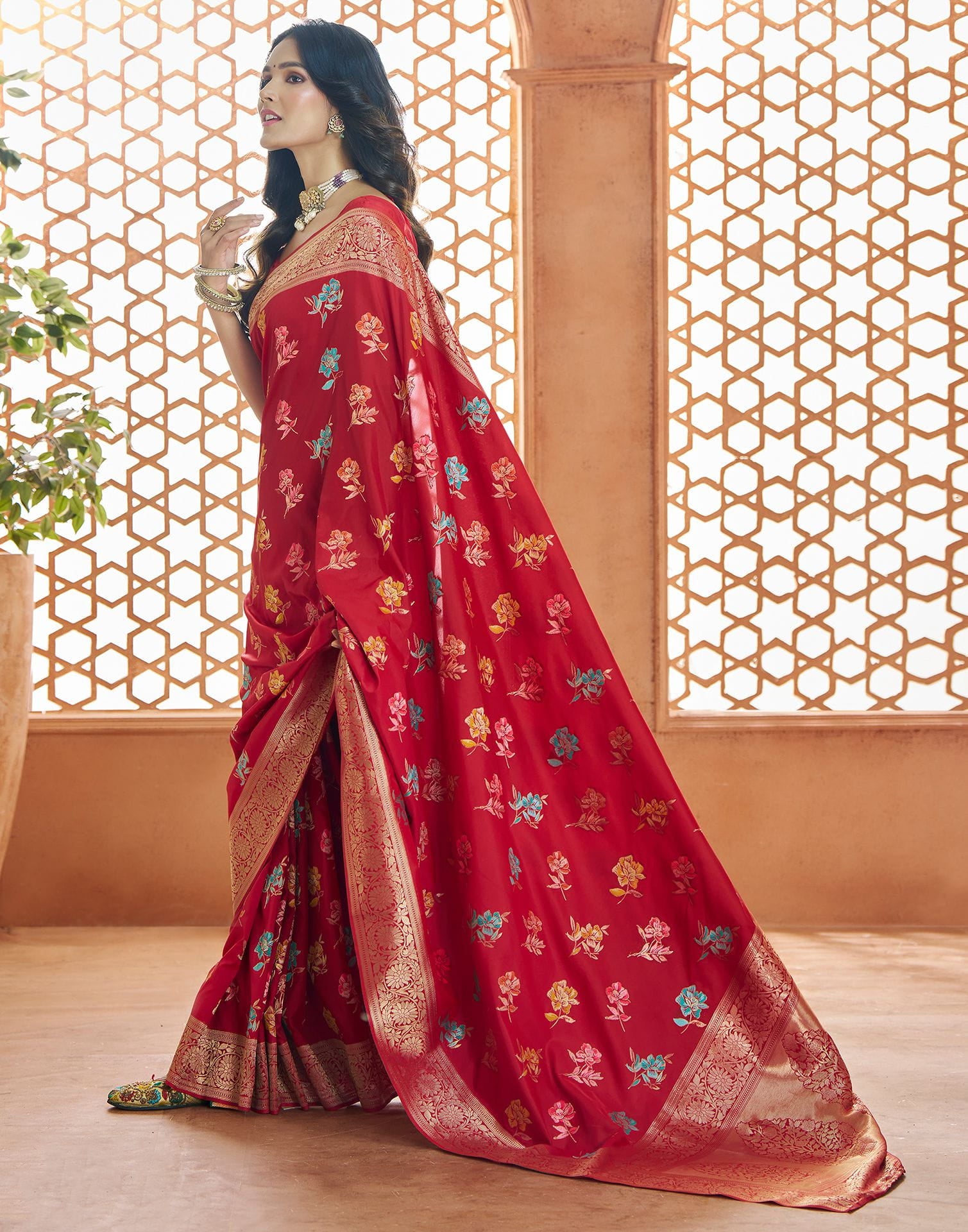 Red Silk Woven Banarasi Saree