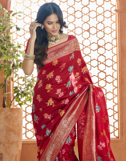 Red Silk Woven Banarasi Saree