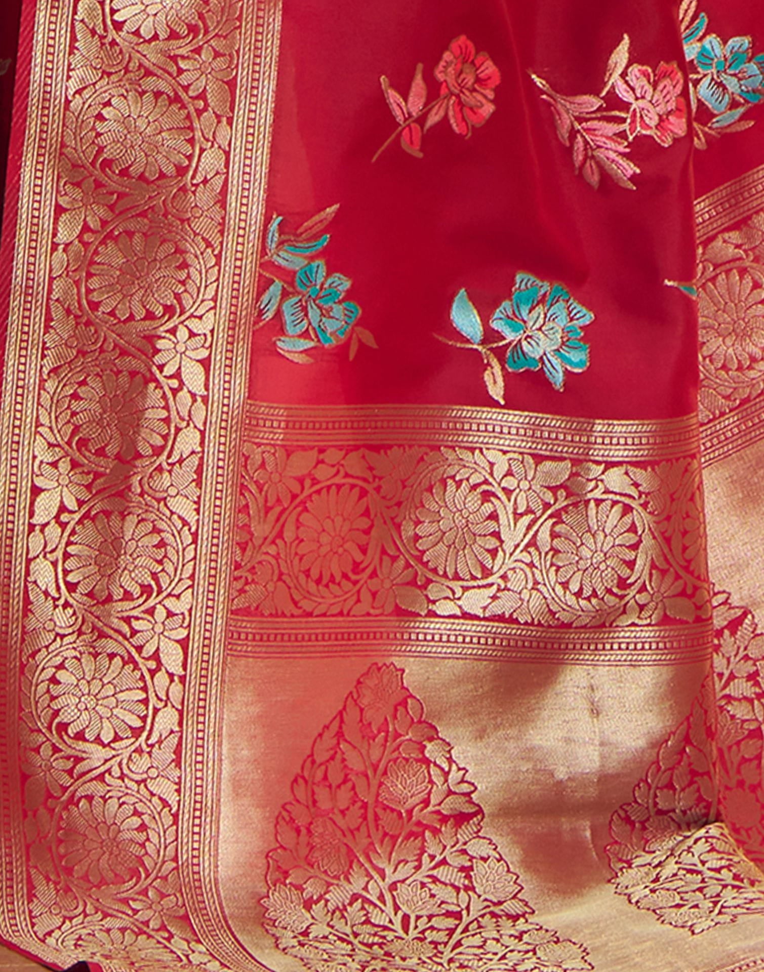 Red Silk Woven Banarasi Saree