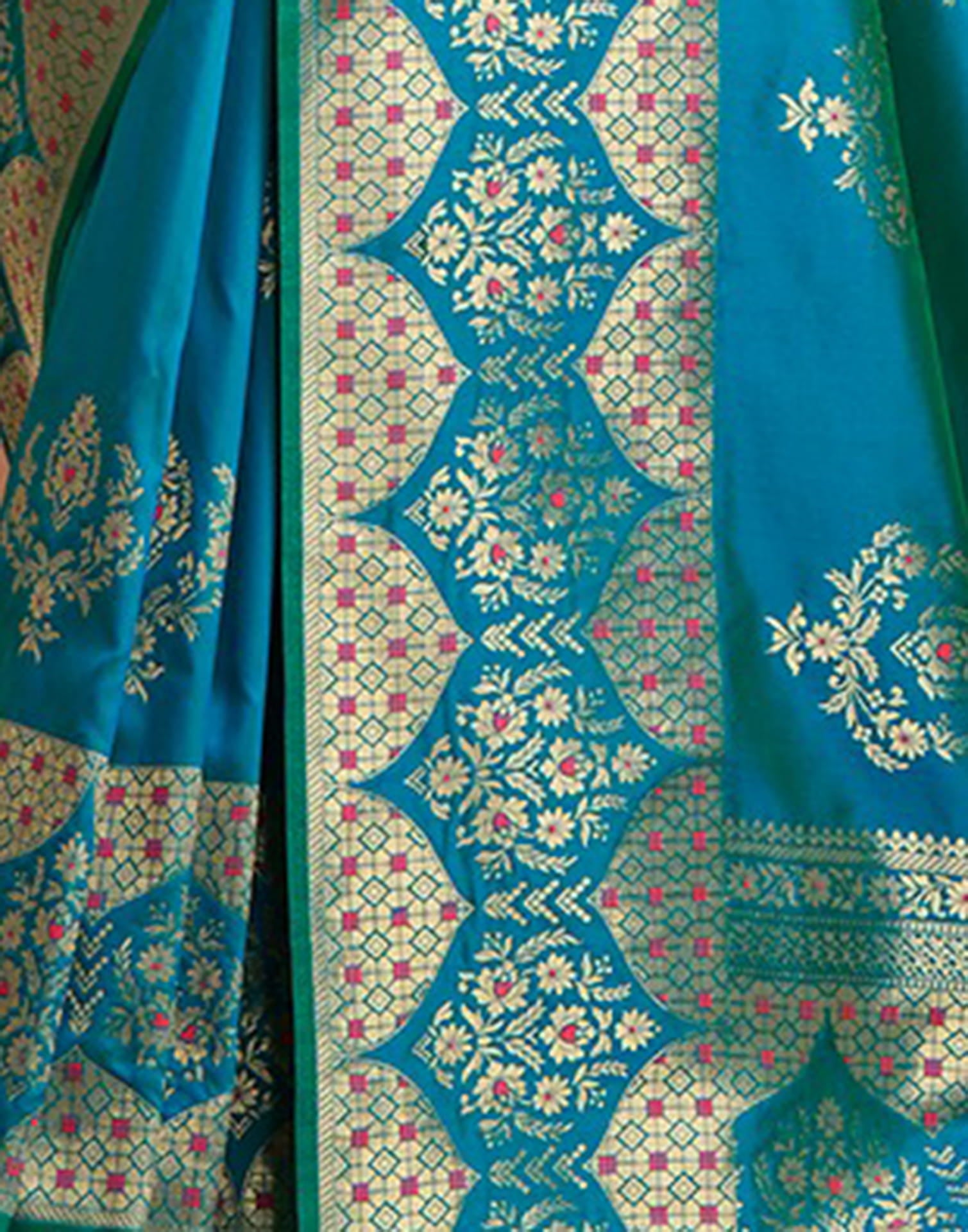 Rama Blue Silk Woven Banarasi Saree