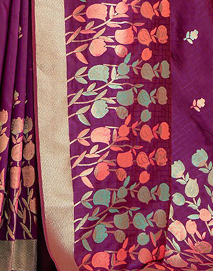 Wine Silk Woven Saree