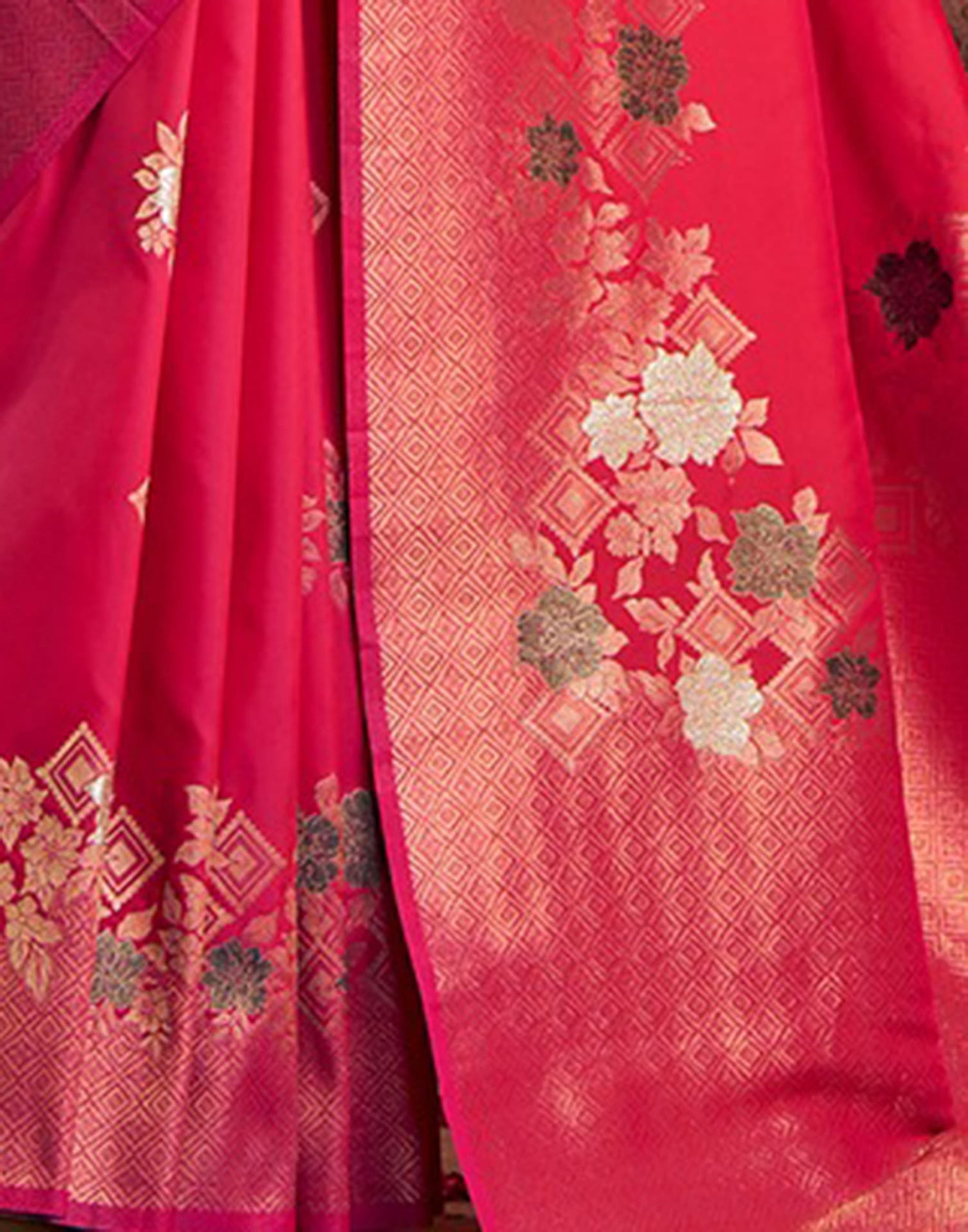 Punch Pink Silk Woven Banarasi Saree