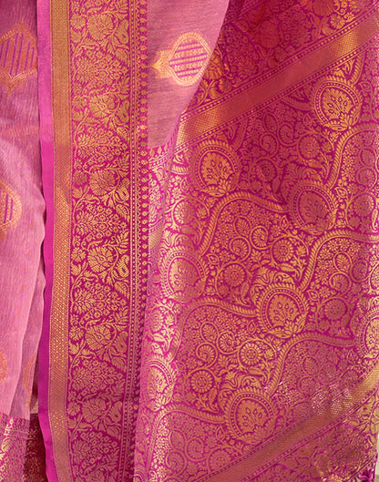 Pink Silk Woven Banarasi Saree