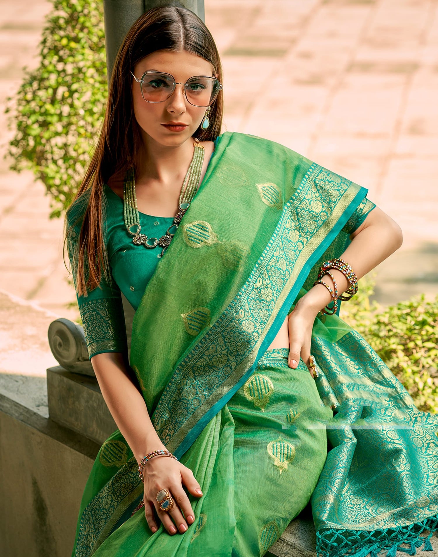 Green Silk Woven Banarasi Saree