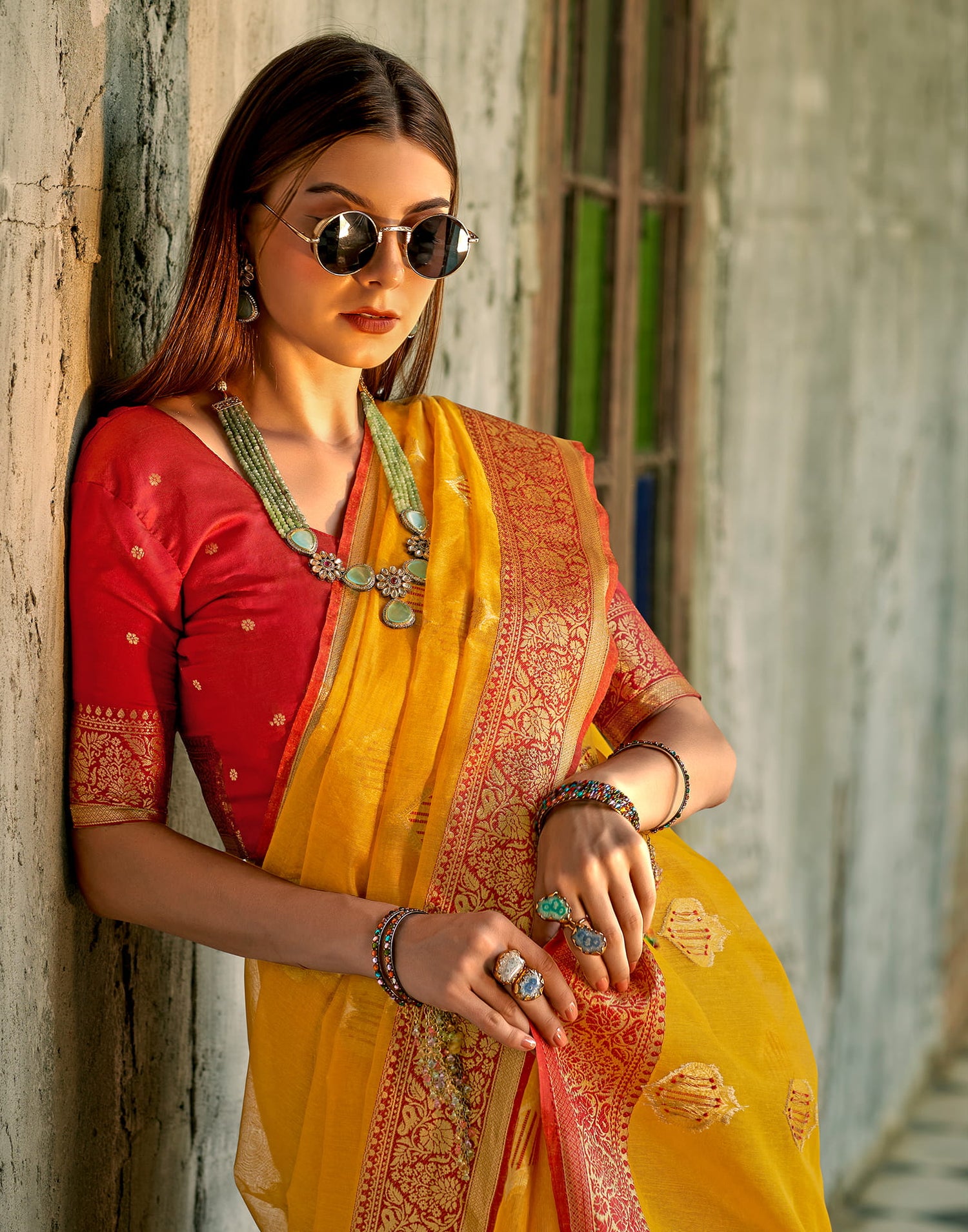 Yellow Silk Woven Banarasi Saree