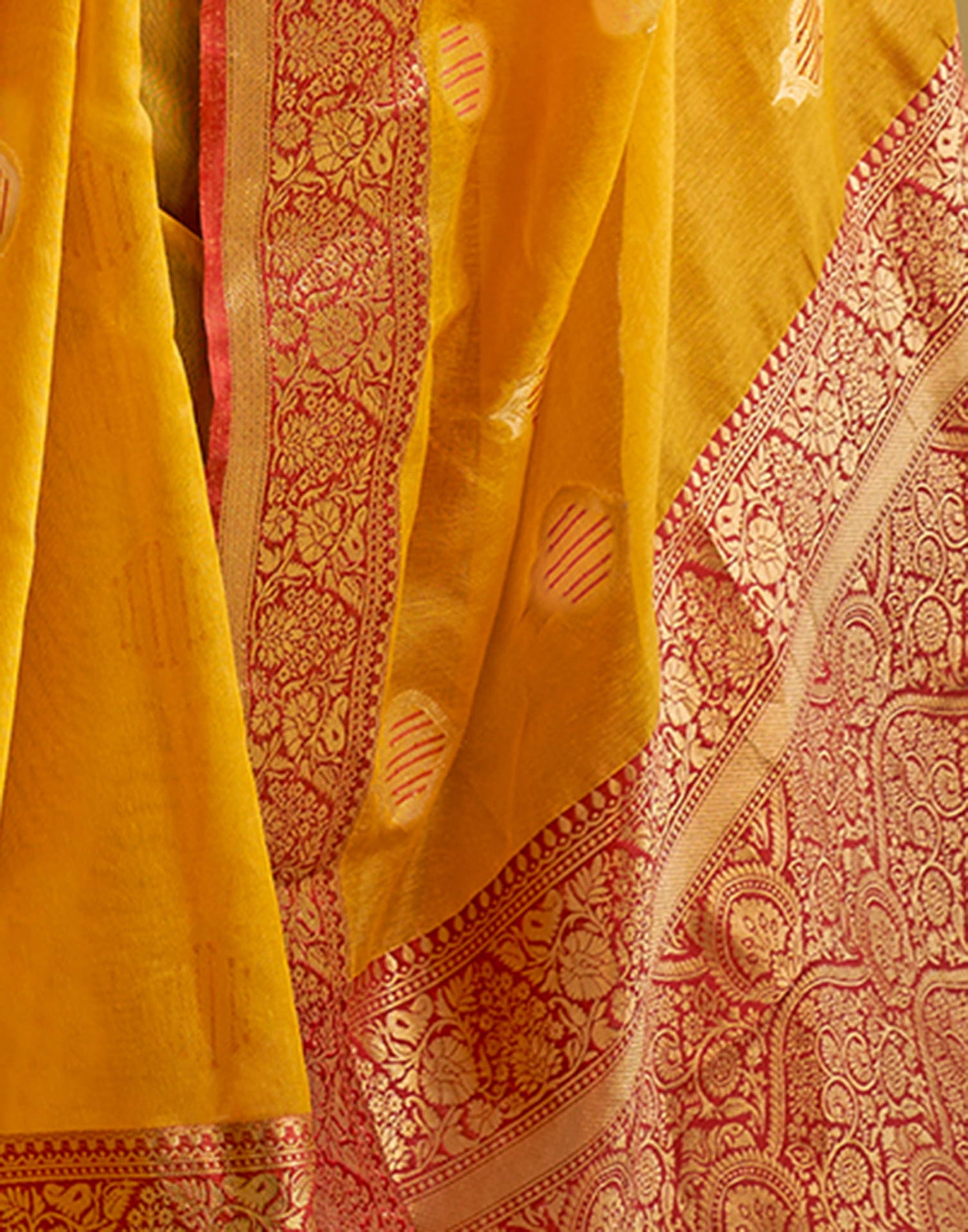 Yellow Silk Woven Banarasi Saree