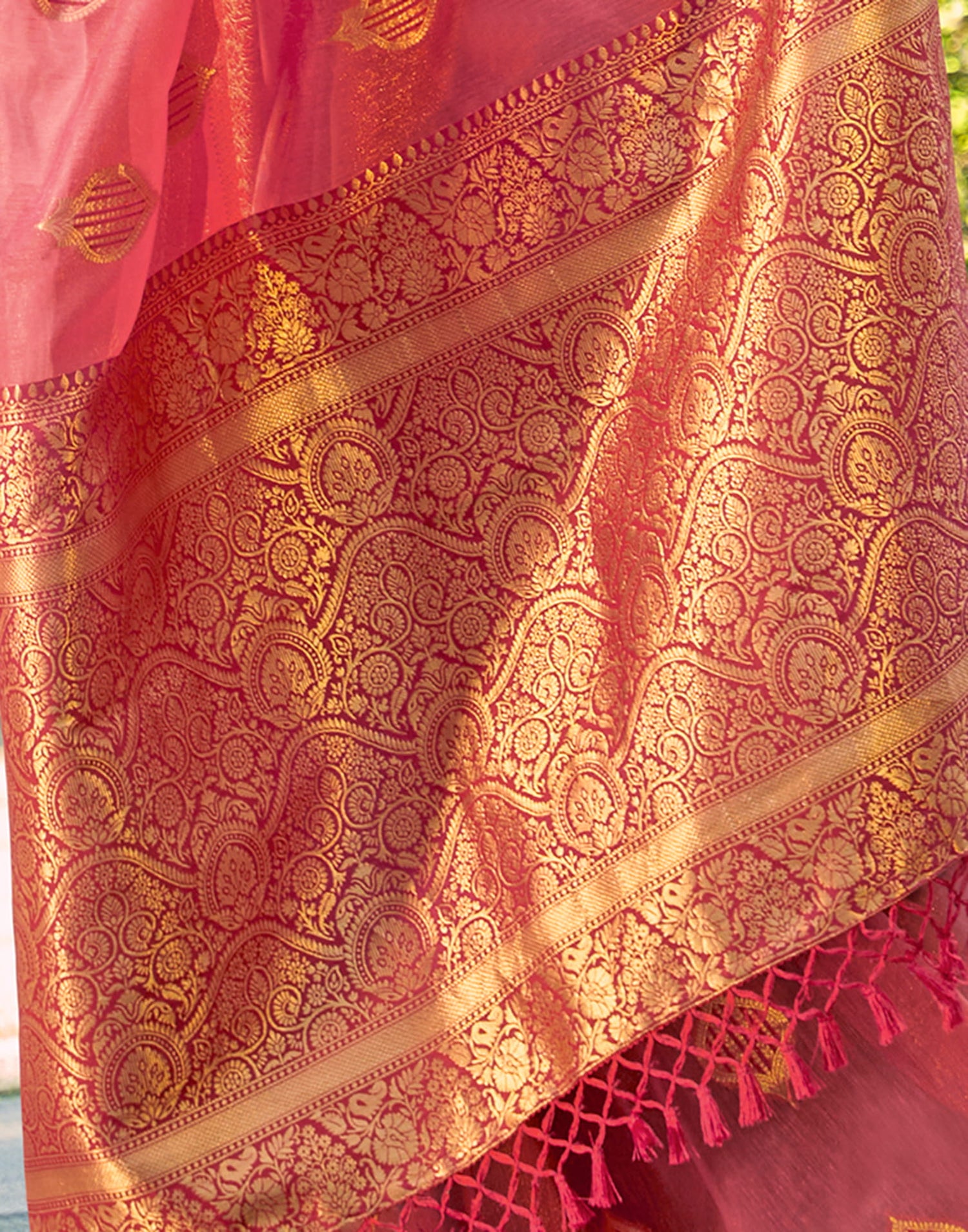 Pink Silk Woven Banarasi Saree