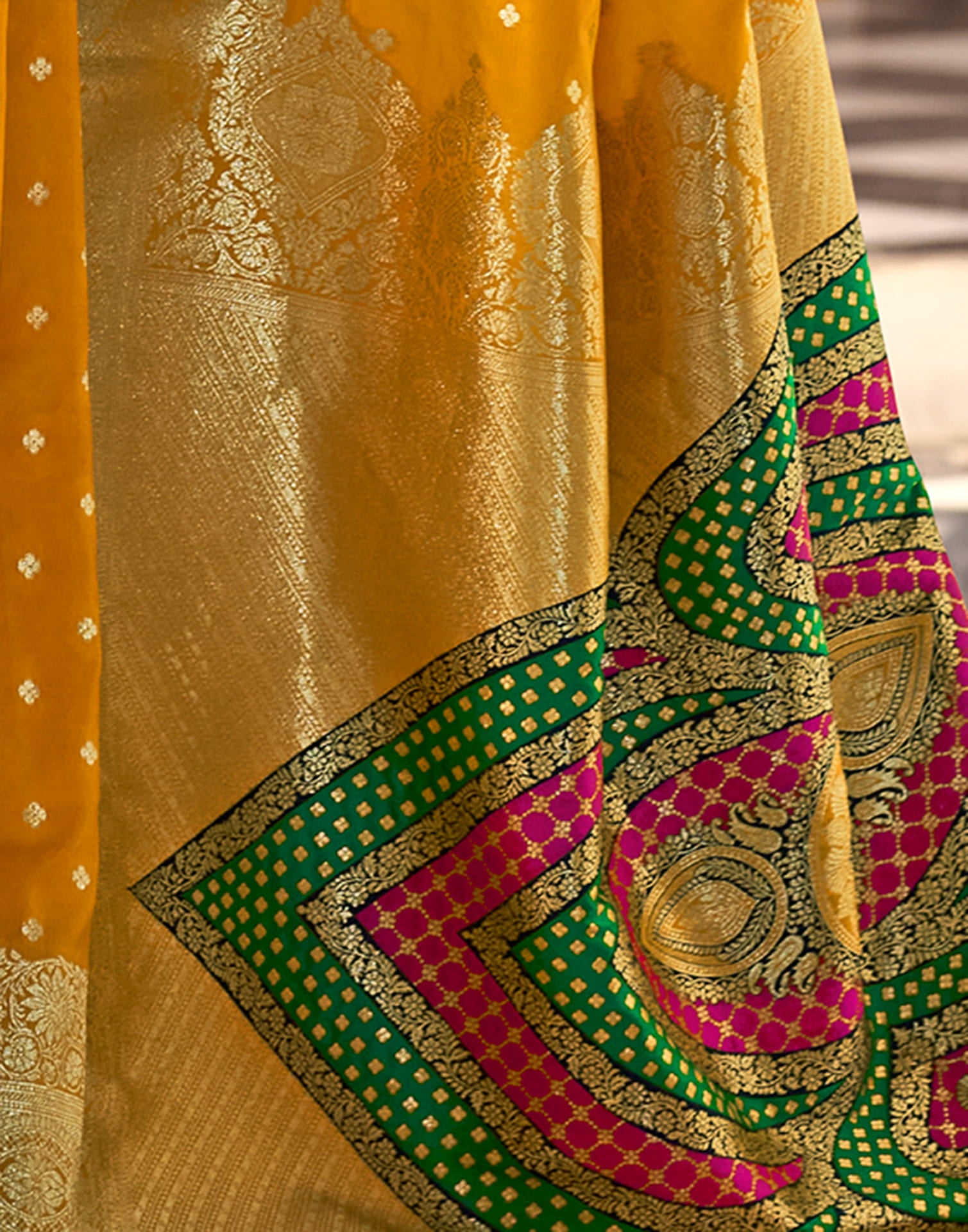 Yellow Silk Woven Banarasi Saree