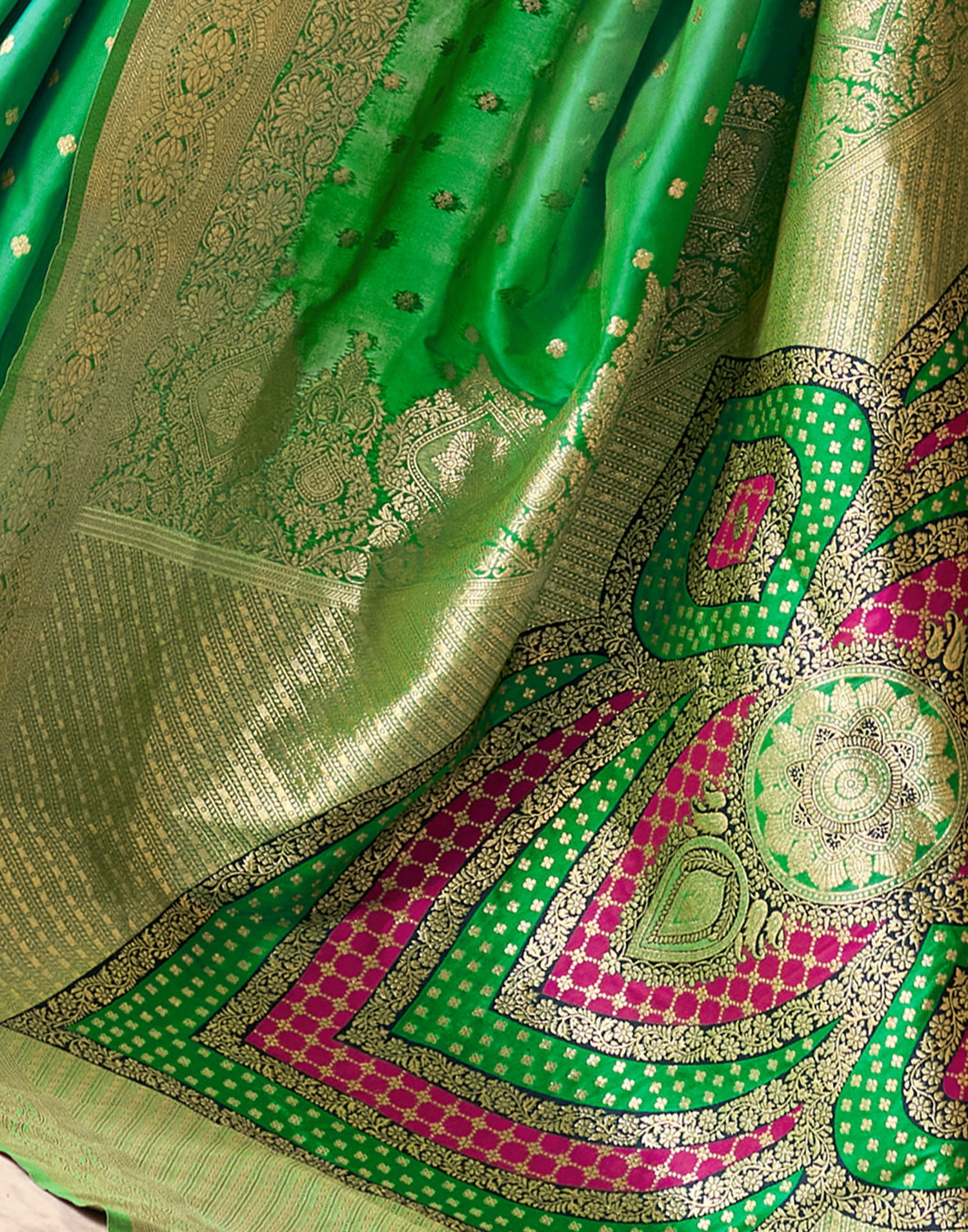 Teal Green Silk Woven Banarasi Saree