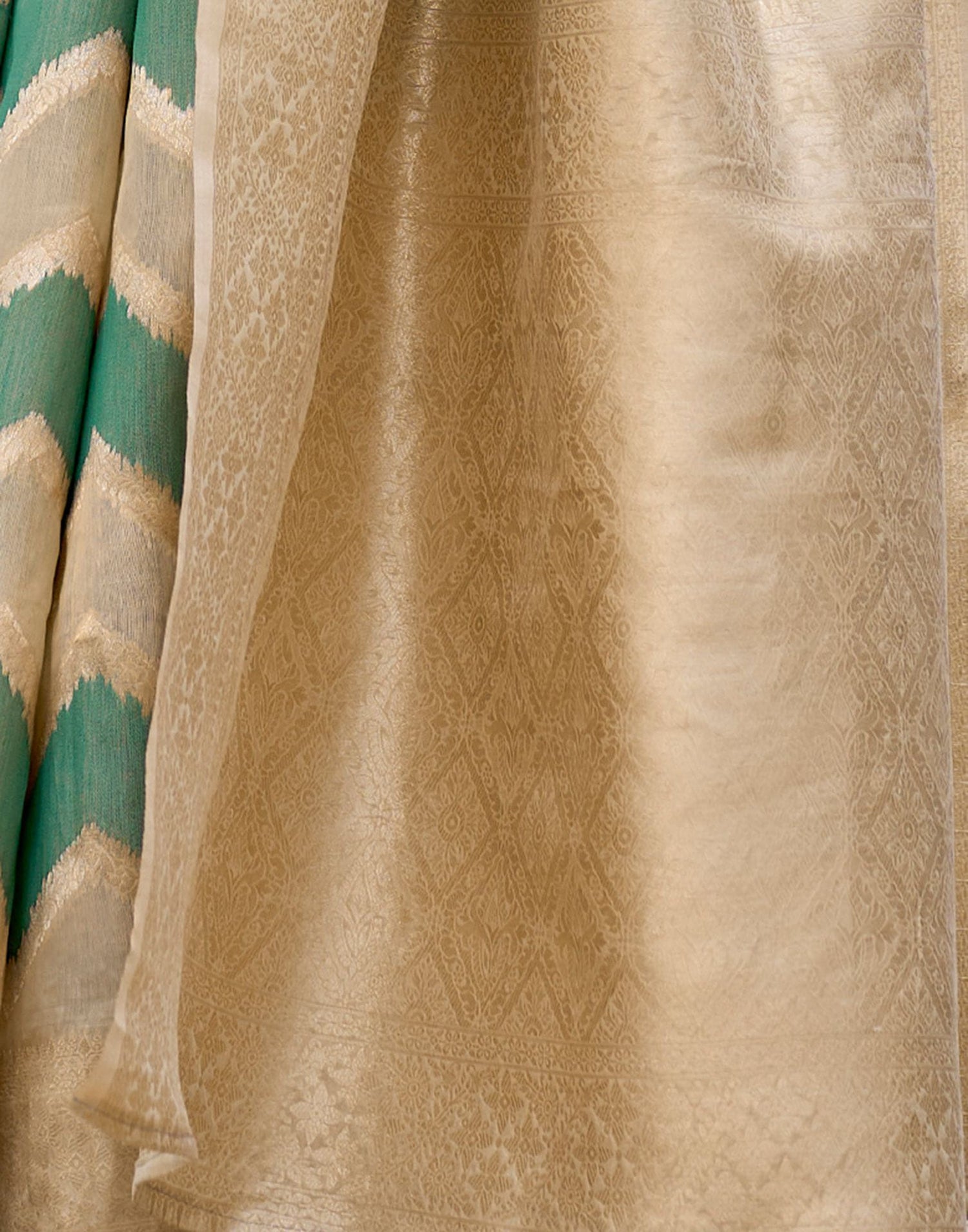 Beige Cotton Woven Saree