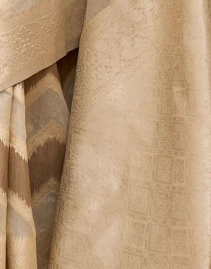 Beige Cotton Woven Saree