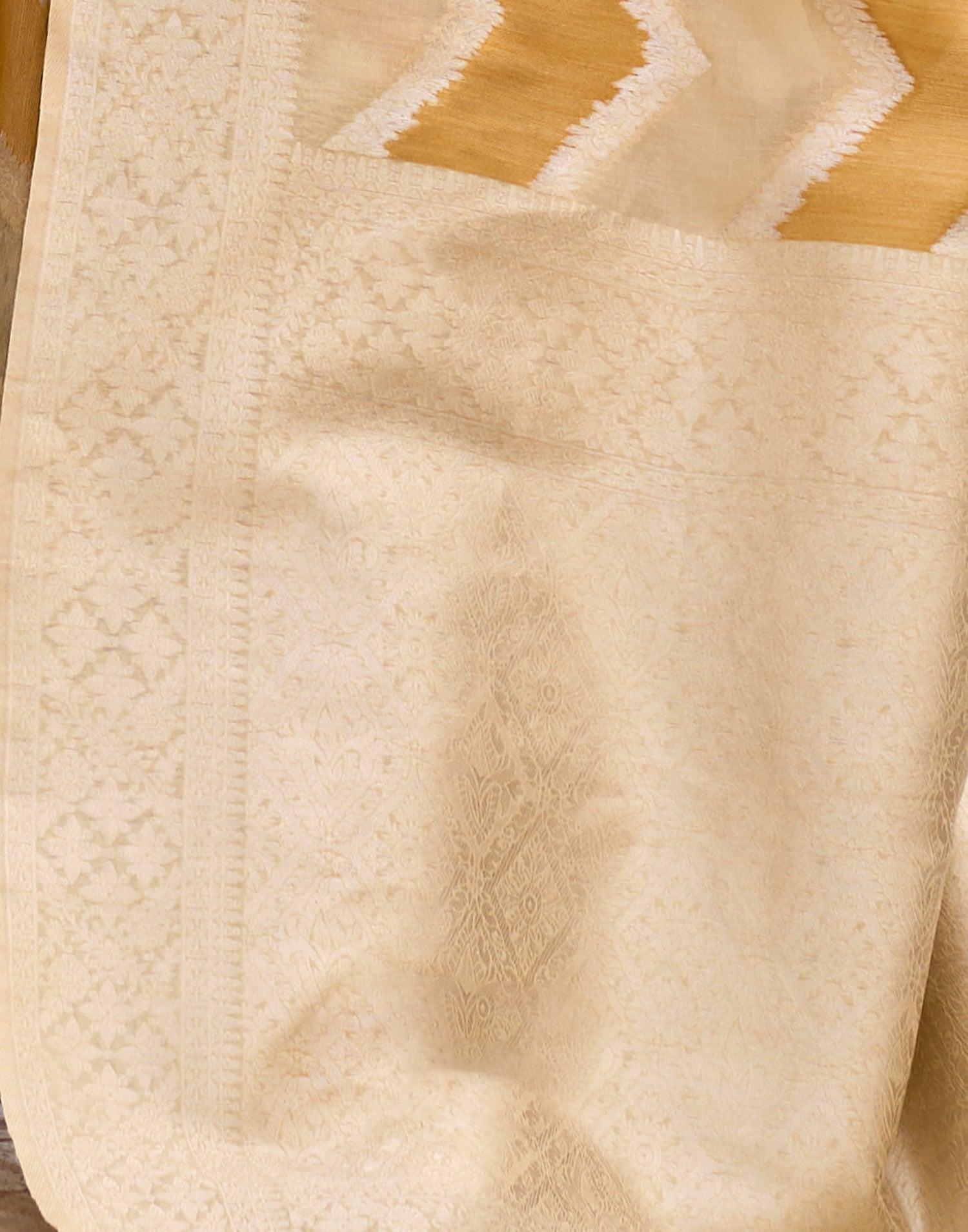 Beige Cotton Woven Saree