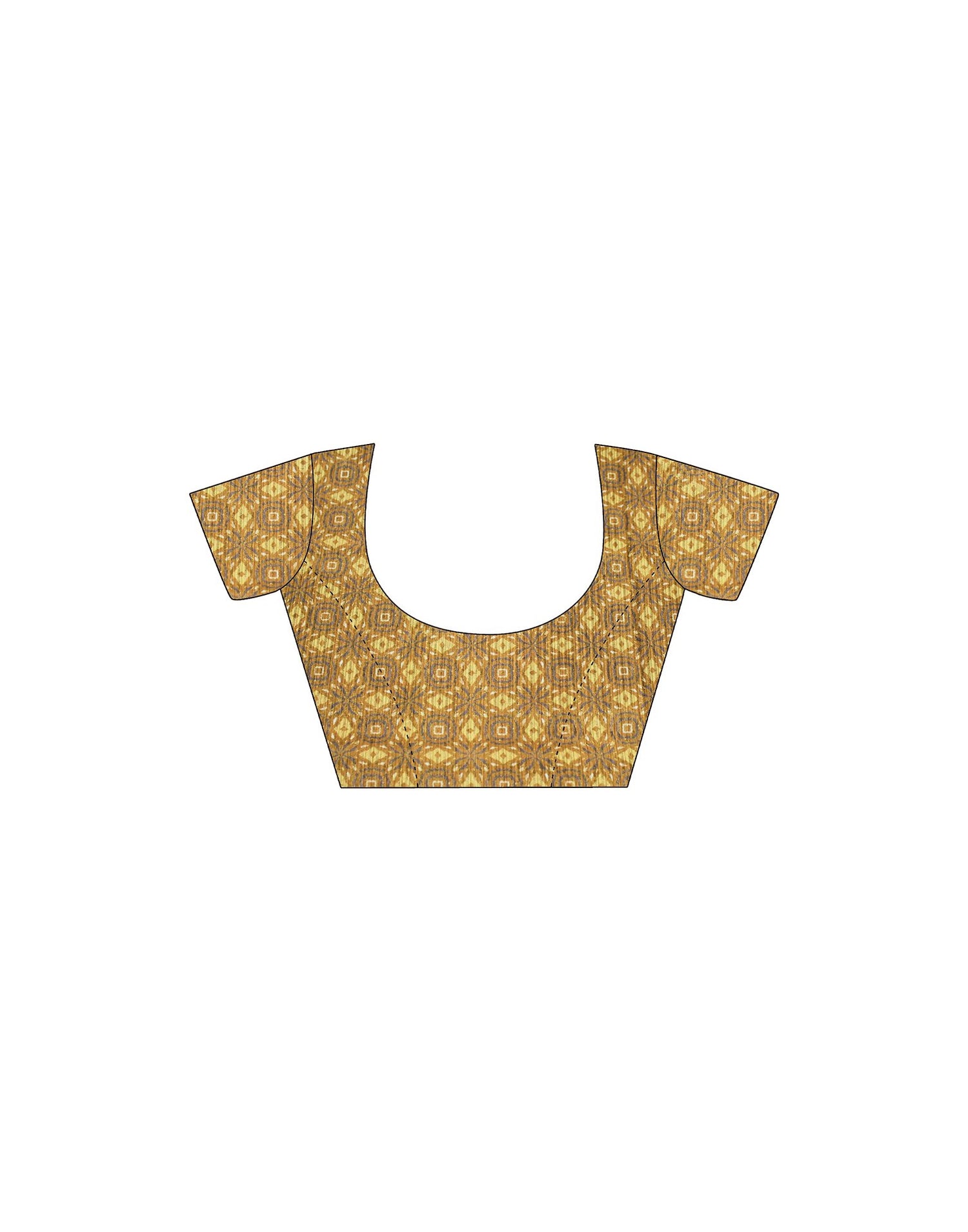 Mustard Yellow Printed Silk Saree