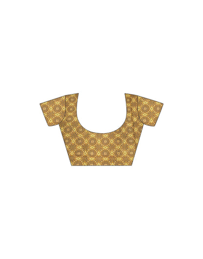Mustard Yellow Printed Silk Saree