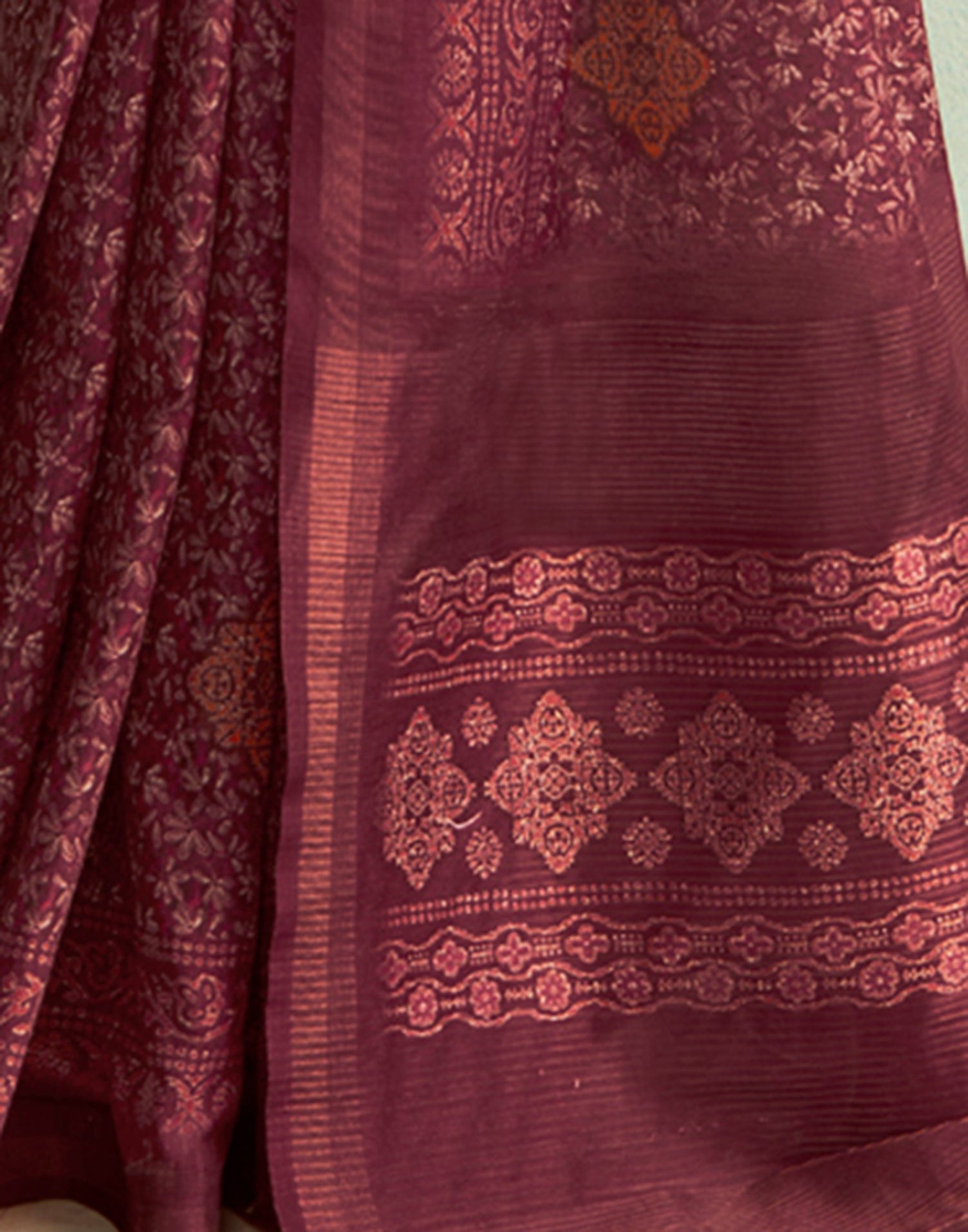 Maroon Printed Silk Saree