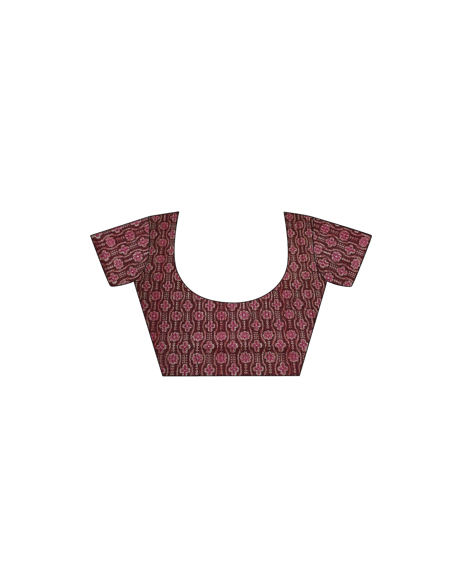 Maroon Printed Silk Saree