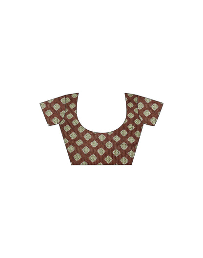 Brown Printed Silk Saree