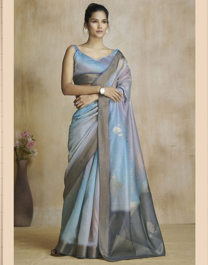 Dark Beige Silk Printed Saree