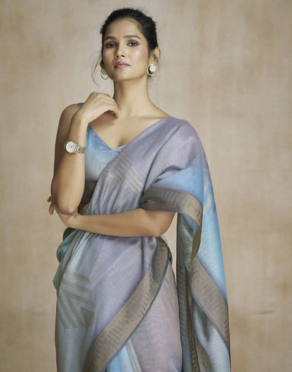 Dark Beige Silk Printed Saree