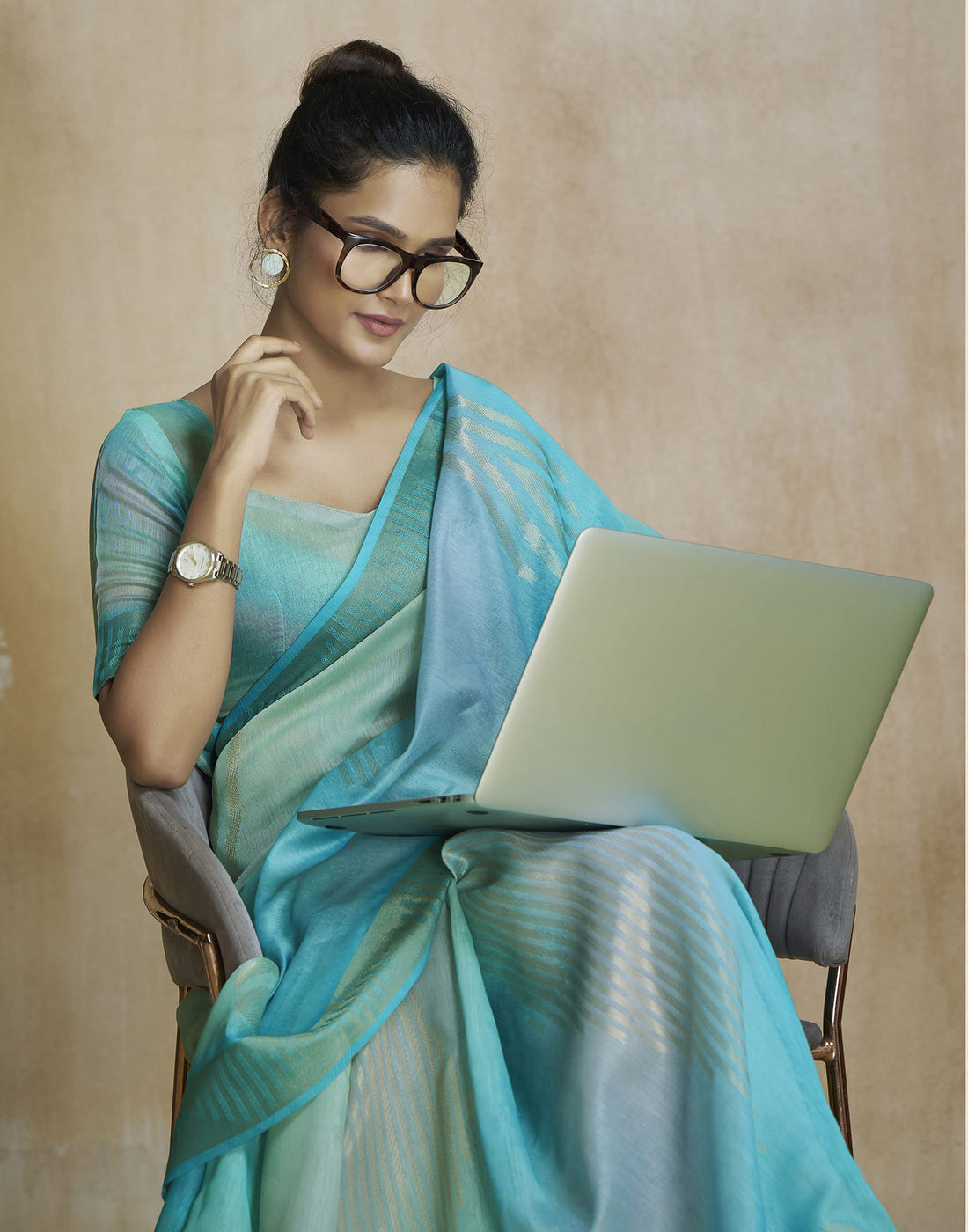 Blue Silk Printed Saree