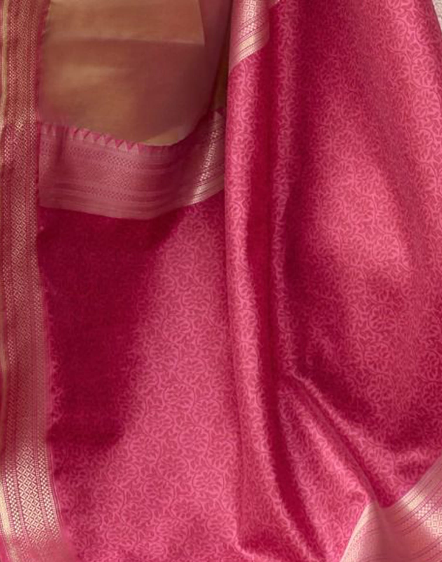 Dark Pink Silk Woven Saree