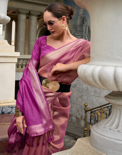 Dark Purple Silk Woven Saree