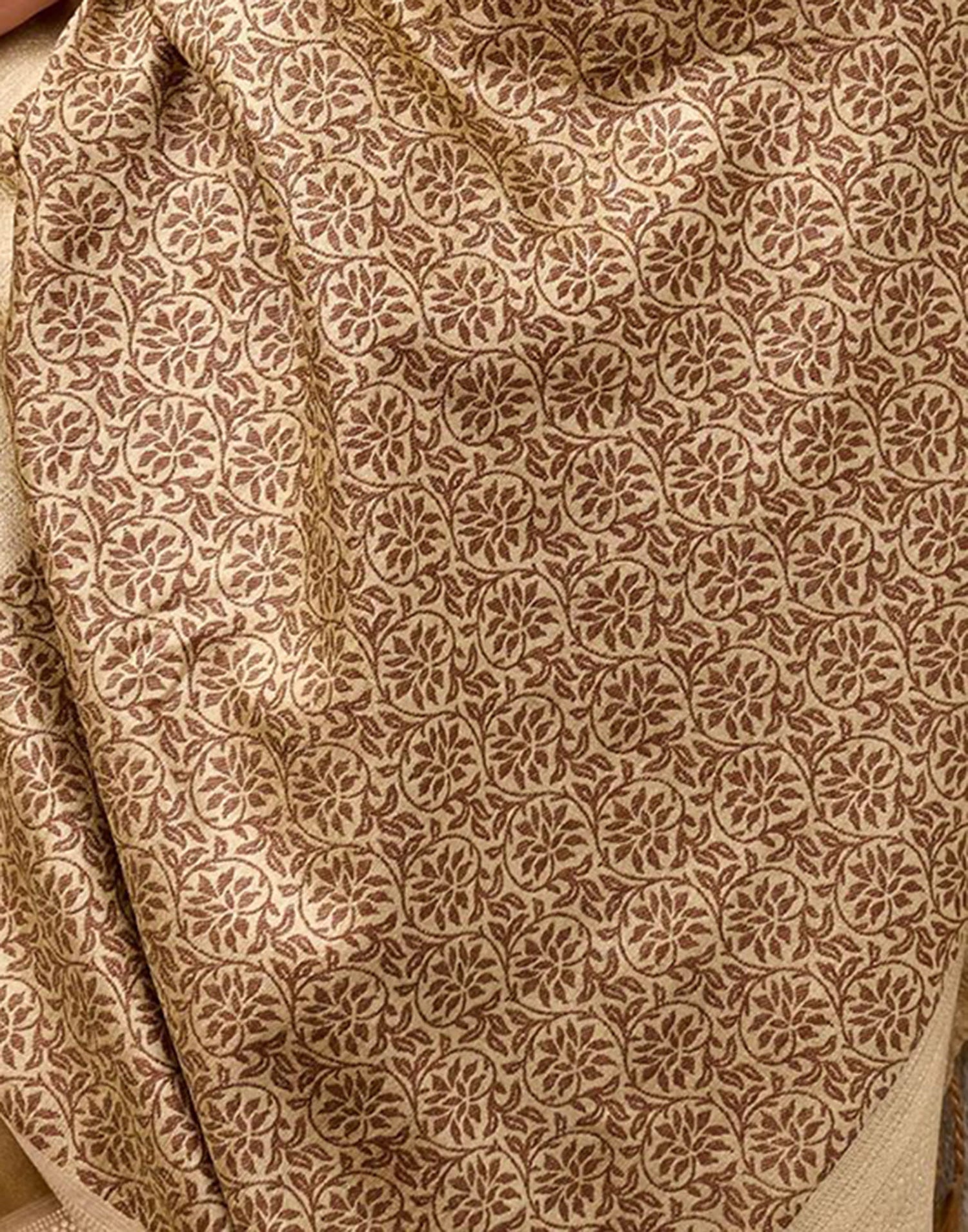 Dark Beige Silk Woven Saree