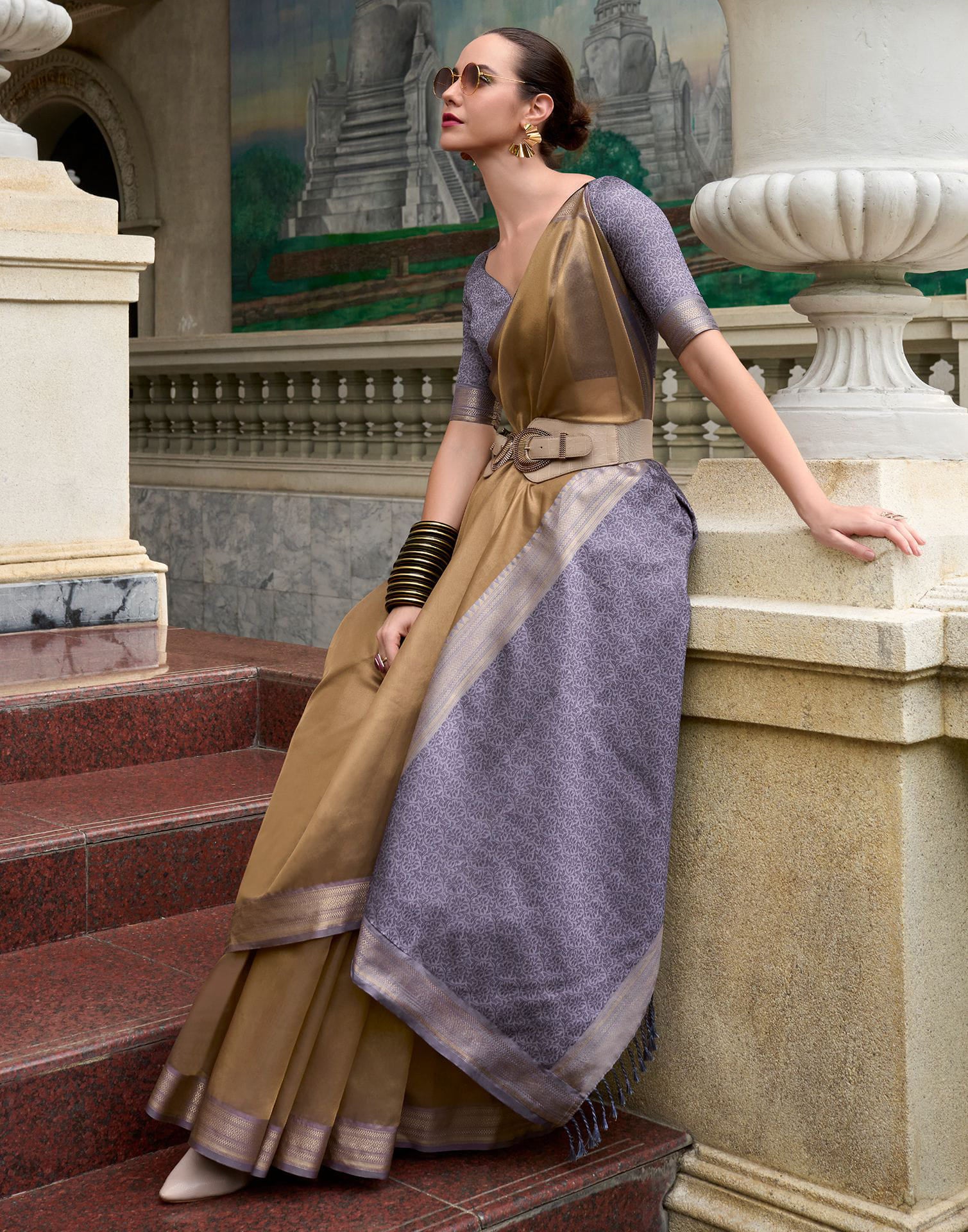 Grey Silk Woven Saree