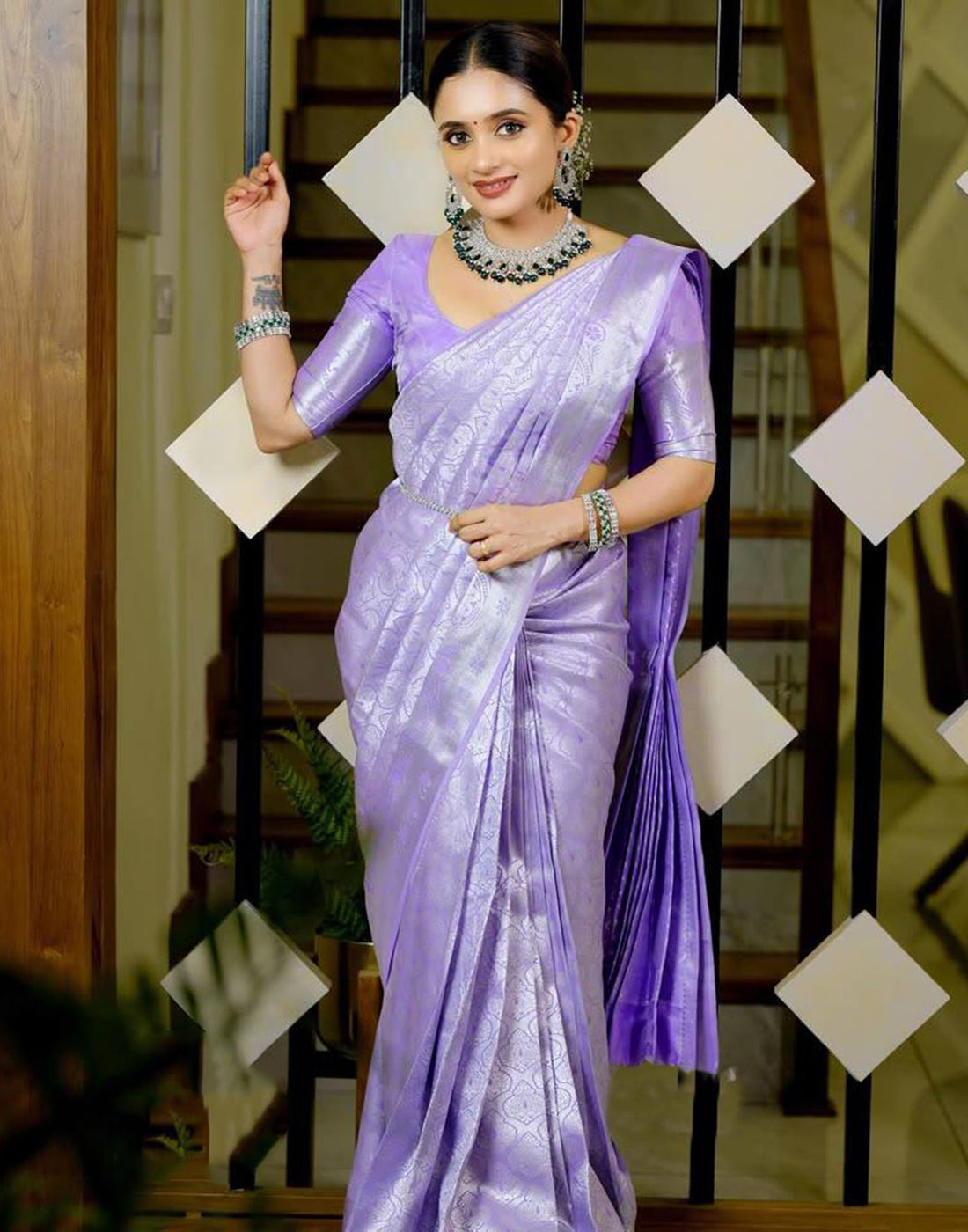 Light Purple Jacquard Silk Saree
