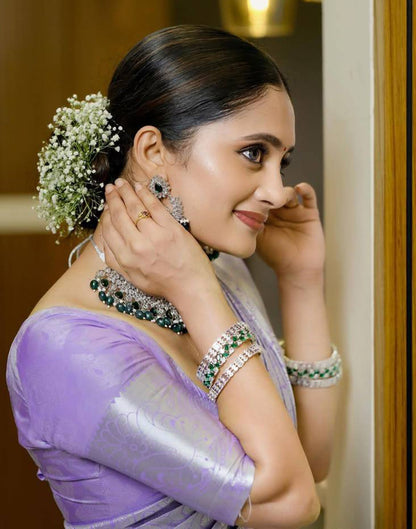 Light Purple Jacquard Silk Saree