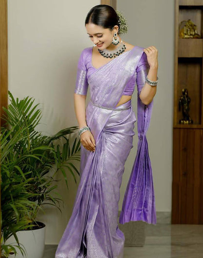 Light Purple Jacquard Silk Saree