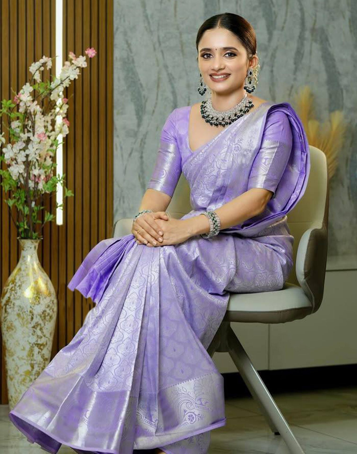 Light Purple Jacquard Silk Saree
