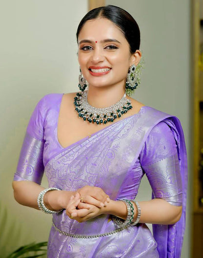 Light Purple Jacquard Silk Saree
