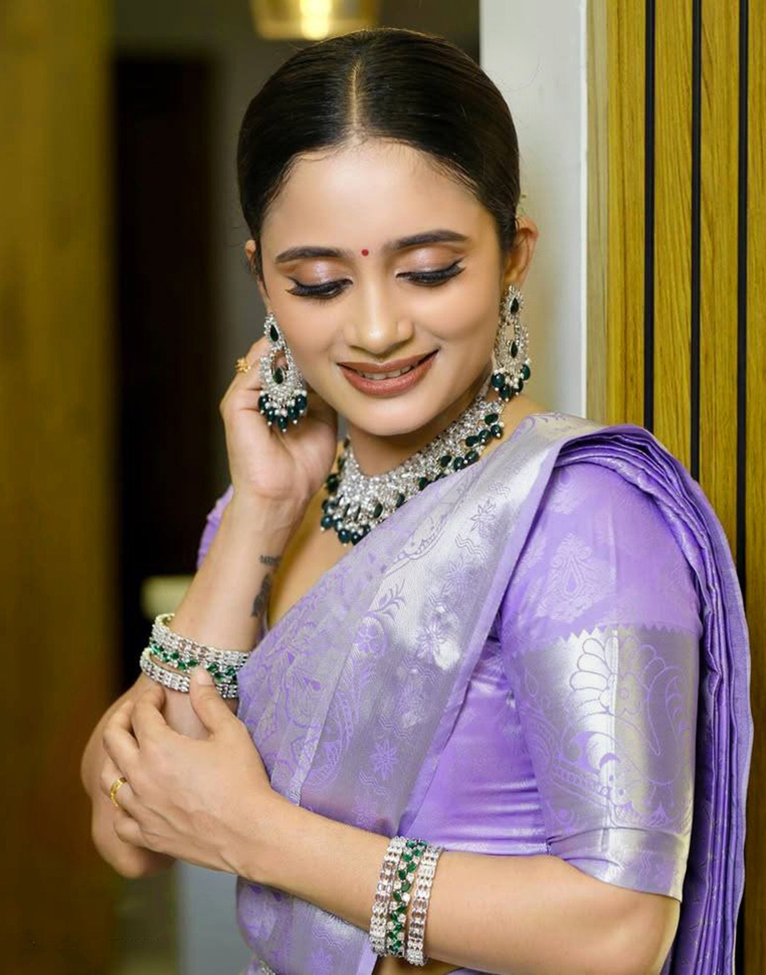 Light Purple Jacquard Silk Saree