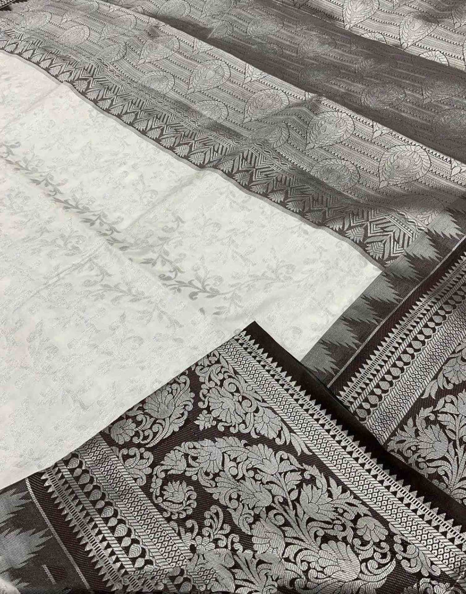White Jacquard Silk Saree