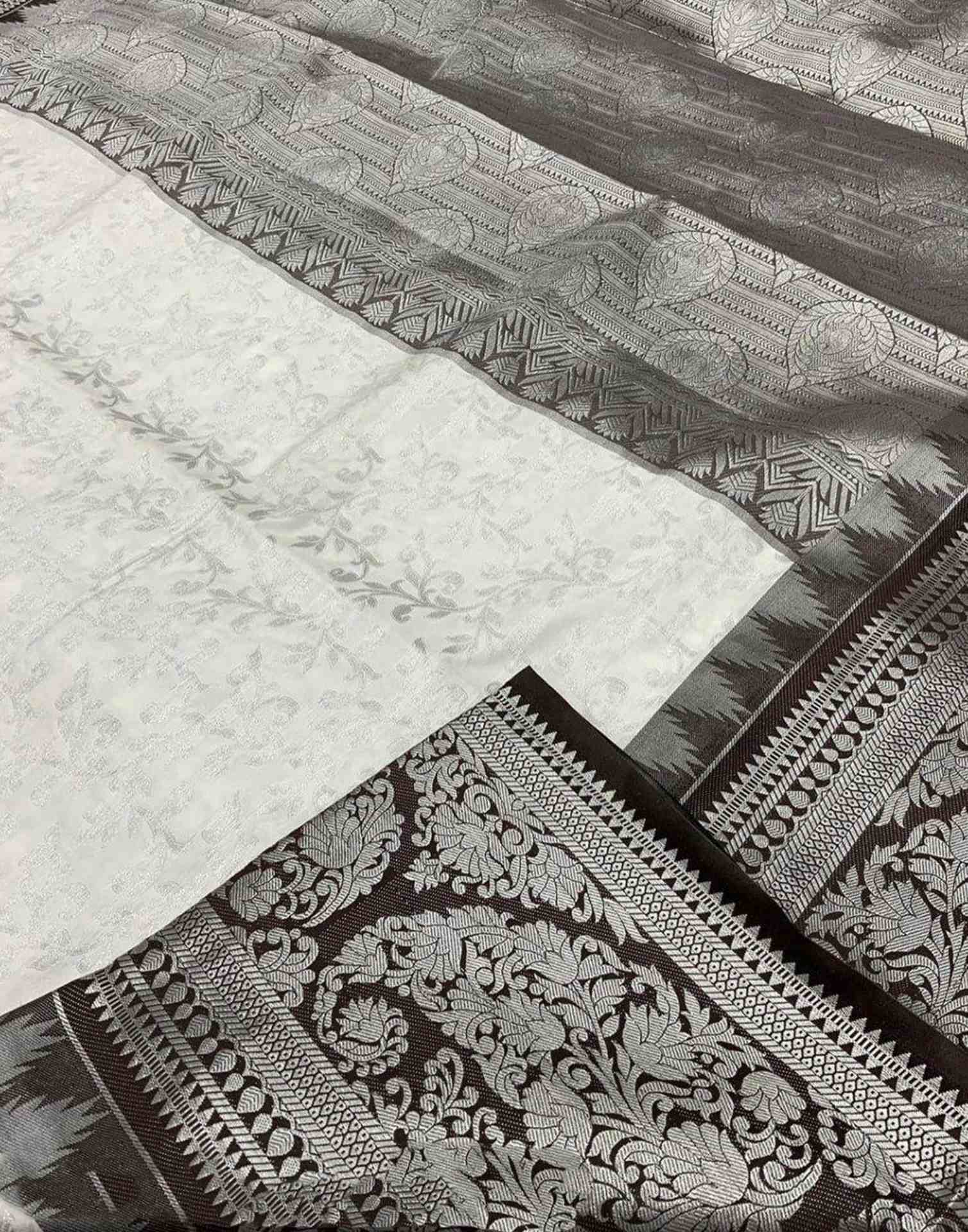 White Jacquard Silk Saree