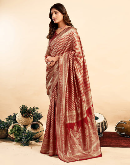 Red Silk Woven Banarasi Saree