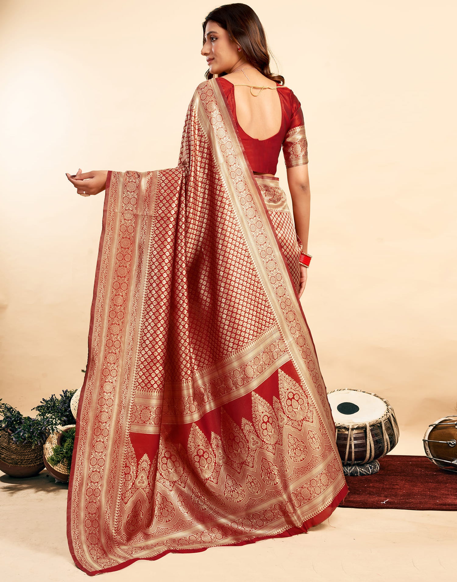 Red Silk Woven Banarasi Saree