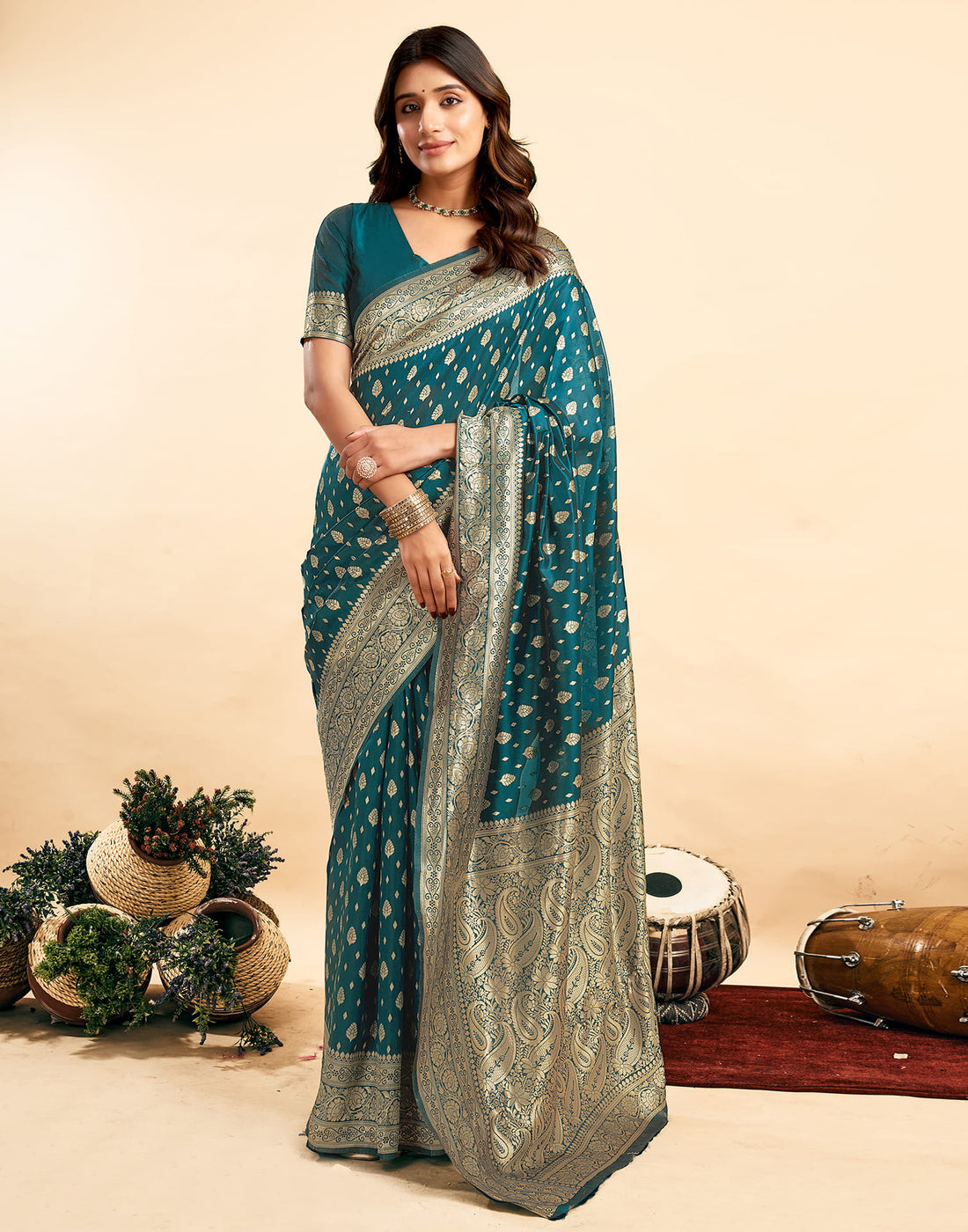 Rama Blue Banarasi Silk Saree