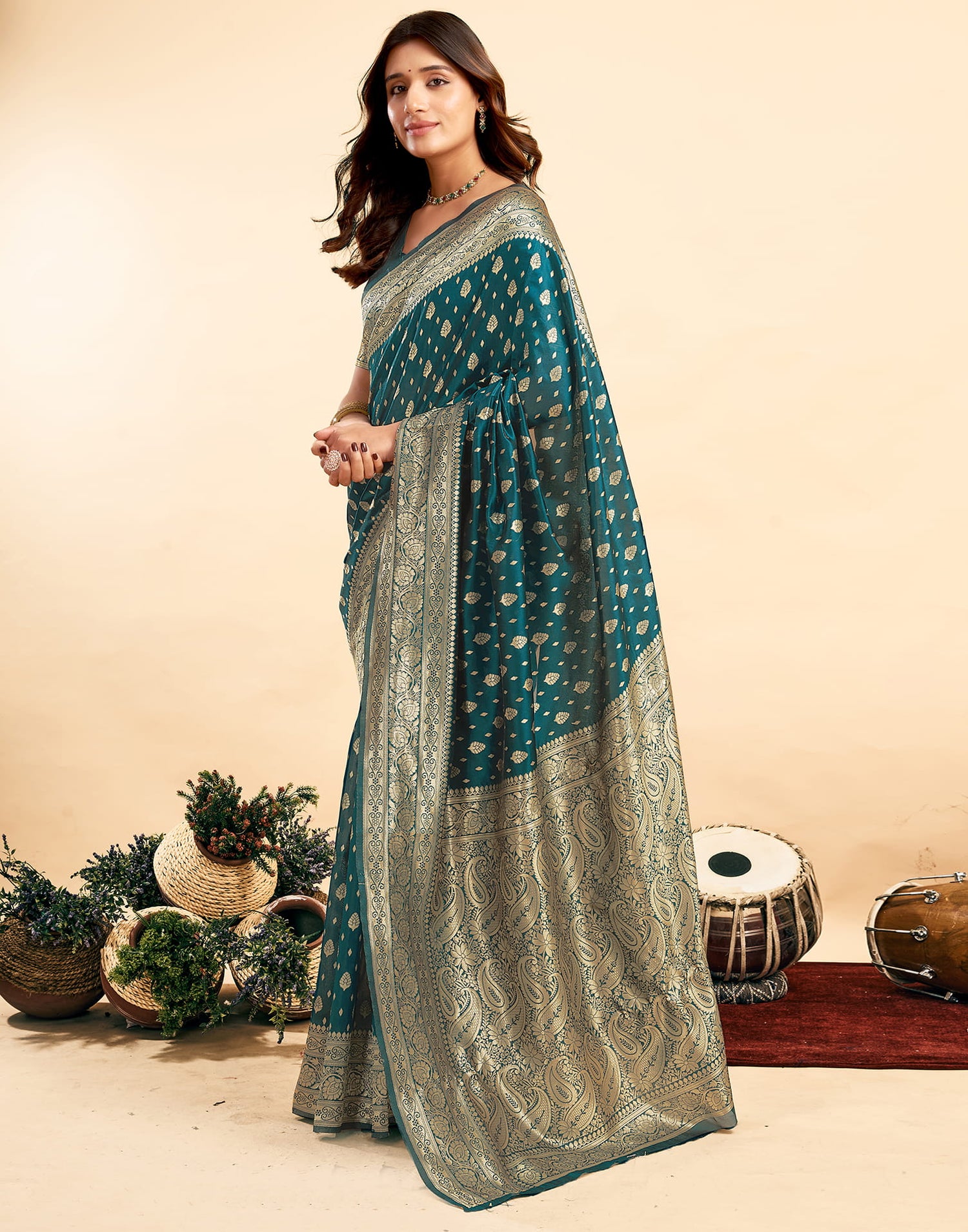 Rama Blue Banarasi Silk Saree