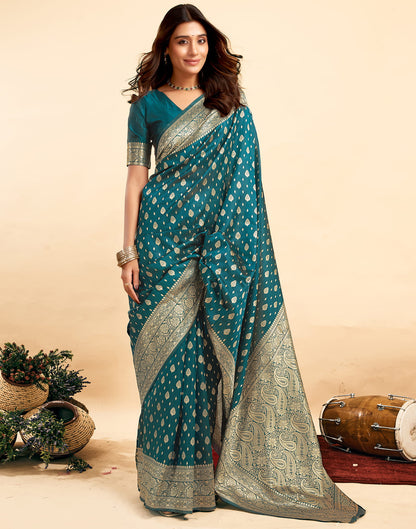 Rama Blue Banarasi Silk Saree