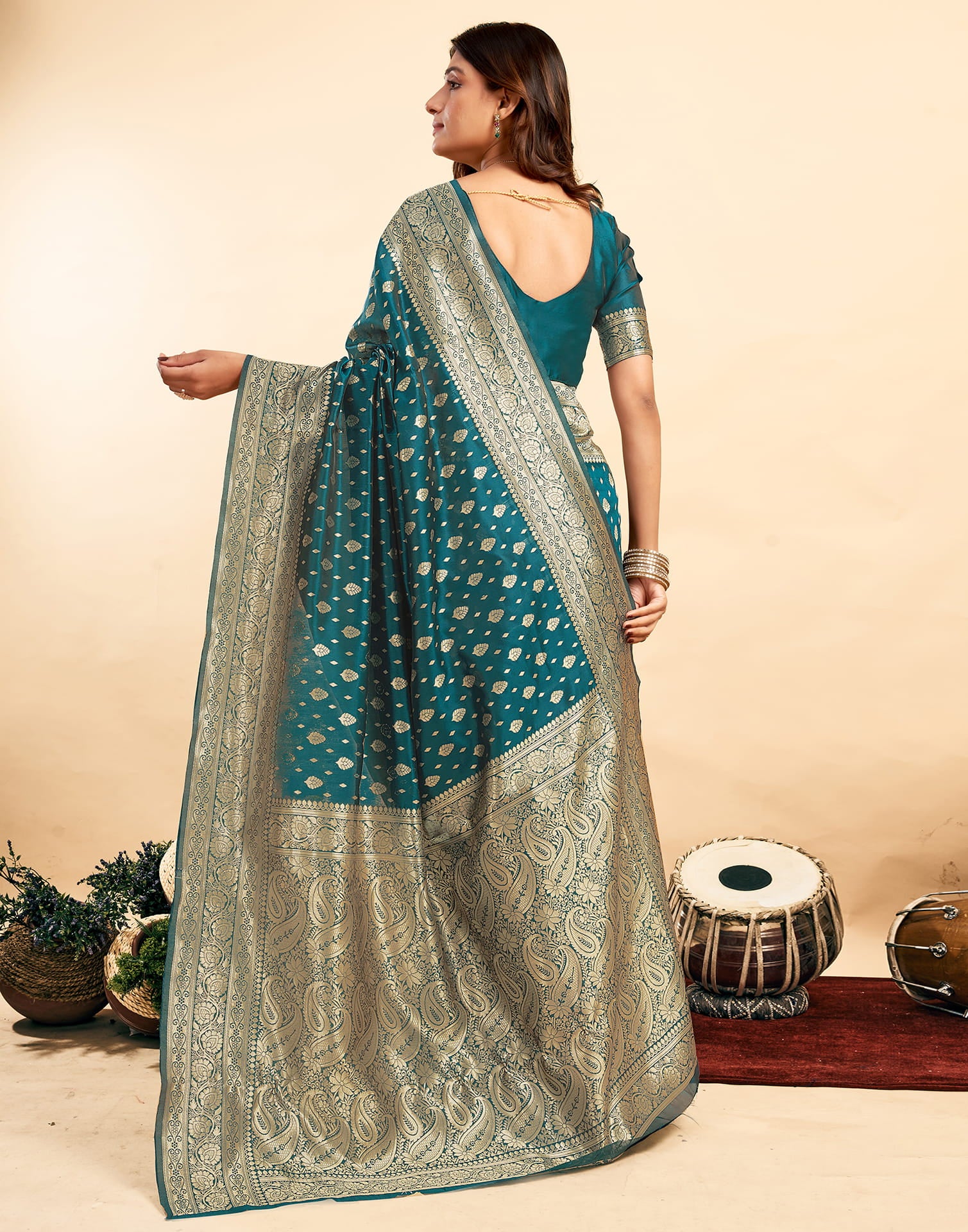 Rama Blue Banarasi Silk Saree