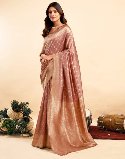 Light Salmon Pink Silk Woven Banarasi Saree