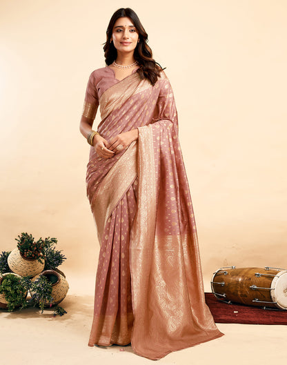 Light Salmon Pink Silk Woven Banarasi Saree